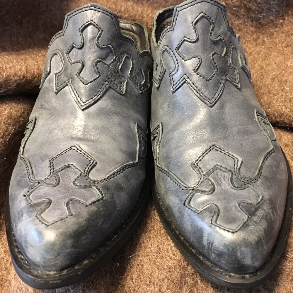 Cross Clogs Mules Boots Navy Leather Size 7